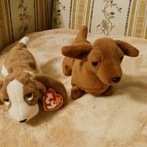 Ty Beanie Babies Tracker & Weenie Plush Dog Toys 1995,1998